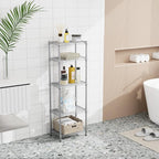 Small 5 tire Shelves Storage Wire Shelving Unit Metal Shelf Adjustable Organizers Storage Shelving for Bathroom Laundry Room Kitchen Pantry10”D x 16”W x 55”H Silver