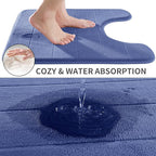 Yimobra Memory Foam Toilet Bath Mat U-Shaped, Soft and Comfortable, Super Water Absorption, Non-Slip, Thick, Machine Wash and Easier to Dry for Bathroom Commode Contour Rug, 24 X 20 Inches, Navy Blue