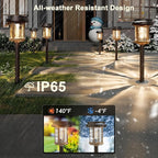 XMCOSY+ Solar Pathway Lights, Garden Solar Lights, 20 LM LED Glass Water Lens, IP65 Waterproof Solar Powered Light for Outside Driveway Walkway Landscape Backyard Sidewalk (‎Black & Brown)