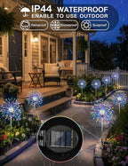 suddus Solar Garden Lights Outdoor Waterproof Decorative, 4Pack 150LED Multicolor Firework Lights 8 Modes, Solar Fairy Lights for Yard, Patio, Pathway, Balcony Planter Flowerbed Party Outside Decor