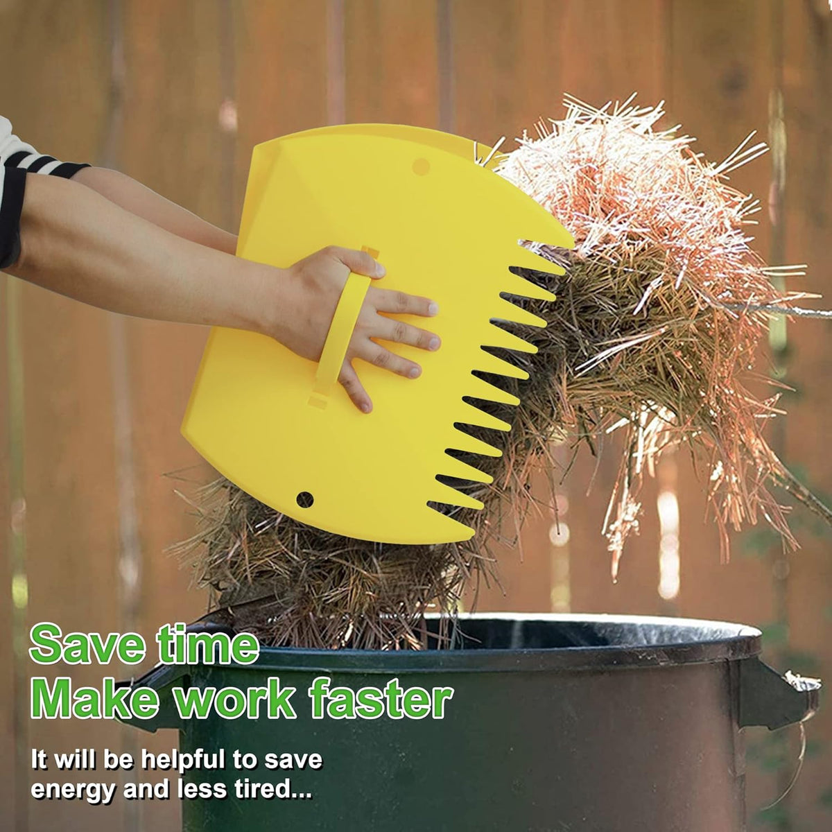 GardenHOME Leaf Scoops Hand Rakes, Large Leaf Grabbers for Yard Work and Garden Use, Clear and Collect Garden Rake, Leaf Scooper and Claws for Leaves, Lawn Debris, and Trash Cleanup, Yellow