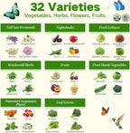 USDA Zone 8 Heirloom Seed Bank, 30,000+ Non-GMO 32 Varieties of Seeds for Planting Vegetables, Survival Seed Kit for Raised Garden Bed, Greenhouse, Gardening Gifts for Women Men