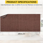 Marine Carpet,5 FT x 20 FT Brown Indoor Outdoor Carpet 0.2" Thick Boat Carpet with Water-Proof TPE Backing, Non-Slide Outdoor Marine Carpet Roll for Home, Patio, Porch, Deck