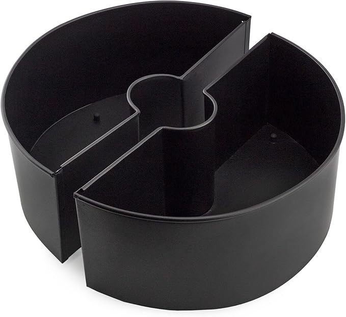 AuldHome Design Umbrella Planter for Patio Table w/Umbrella Hole (Black), Enamelware Half-Circle Planter Pots