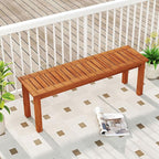 Tangkula Outdoor Wood Bench, 2-Person Backless Patio Garden Bench with Slatted Seat, Front Porch Dining Seating Furniture for Deck, Yard and Park (1)