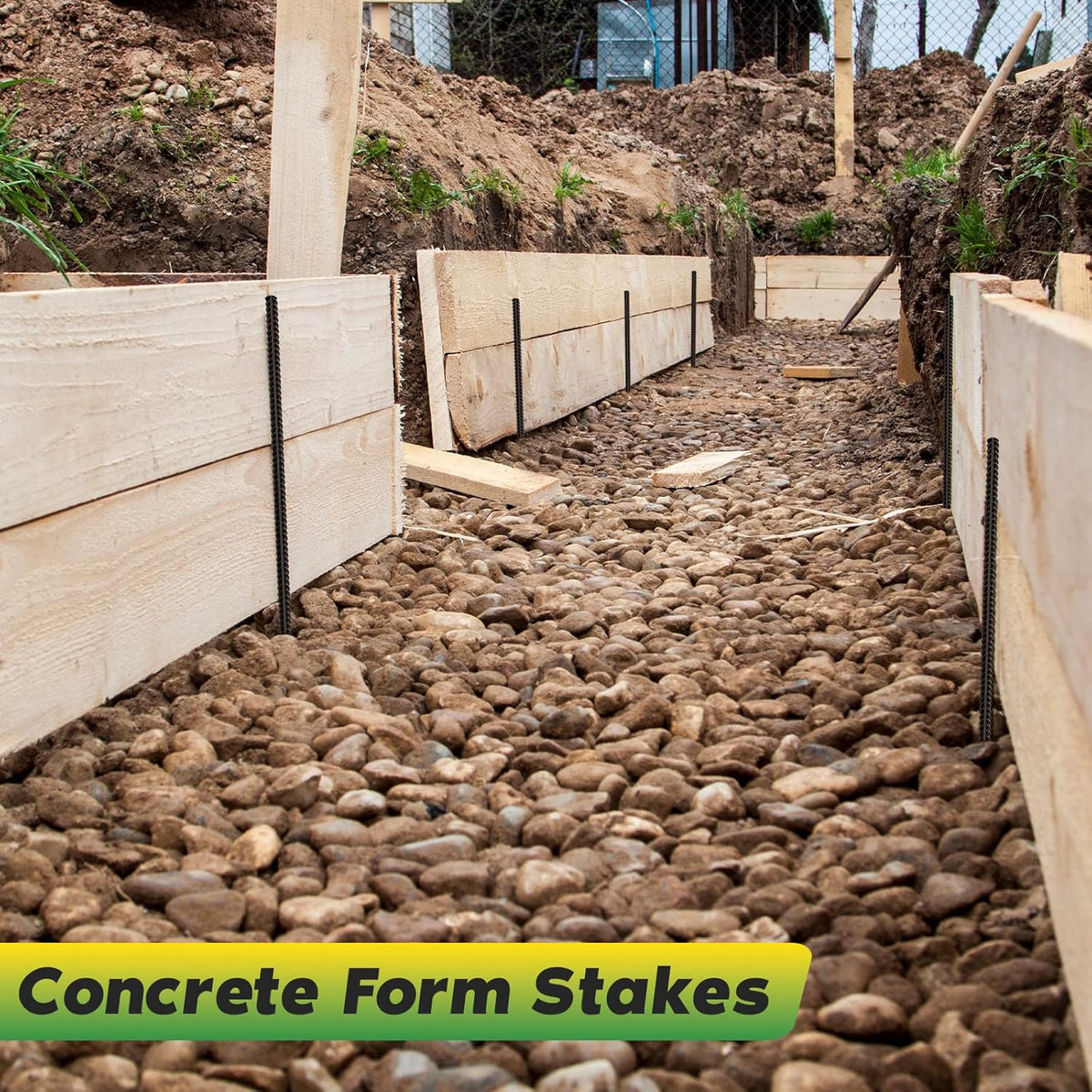 24 inches Straight Rebar Stakes 18-Pack Ground Stake Heavy Duty Metal Steel Spikes for Gardening, Concrete Forming and Camping Tent