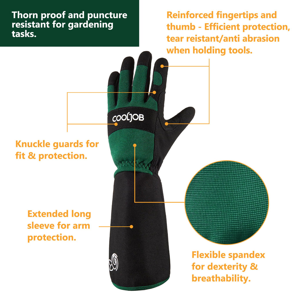 COOLJOB Thorn Proof Rose Pruning Garden Gloves for Men, Long Sleeve Large