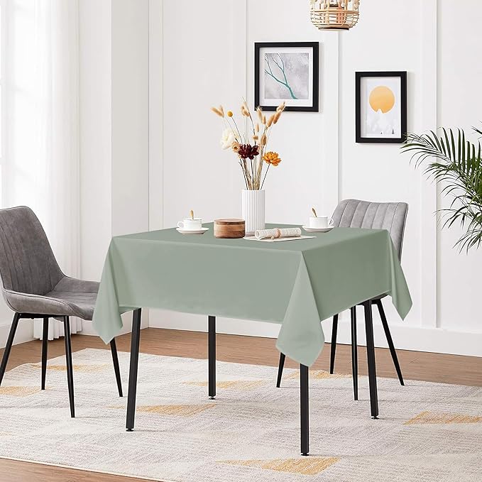 sancua Square Tablecloths 54x54 Inch, 2 Pack - Sage Green Fabric Table Cloth for Square or Round Tables, Washable Polyester Table Cover for Dinner, Holiday Party, Decorative Display Tables
