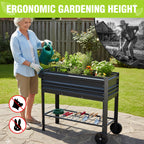 WORKPRO Galvanized Raised Garden Bed with Legs & Wheels, 37x14.6x31.6in, 400LB Capacity Elevated Planter Box for Garden, Backyard, Patio & Deck, Black