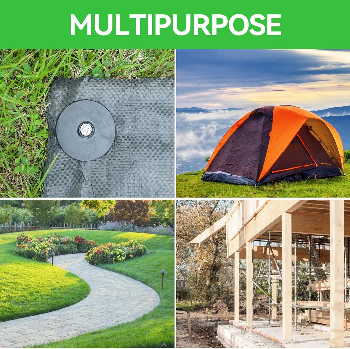 8 Inch Heavy Duty Landscape Stakes with Gasket Caps - 50 Sets Galvanized Spiral Garden Landscape Stakes Kit for Securing Weed Barrier Fabric, Artificial Turf, Tent and More