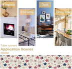 4th of July Table Runner, American Patriotic Independence Day Red Blue White Stars Stripes Fireworks Print Table Runner for Home Party Decor Kitchen Dining Table, 13x90inch