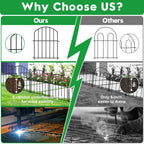 Decorative Garden Fence 17in (H) x10ft (L),Arched Rustproof Metal No Dig