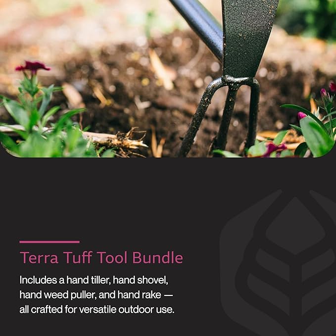 Yard Butler Terra Tuff Hand Tool Bundle, ITT-4B - Essential Gardening Tool for Yardwork - Power-Coated Steel Construction - Comfortable Grip - Long-Lasting - Rust-Resistant