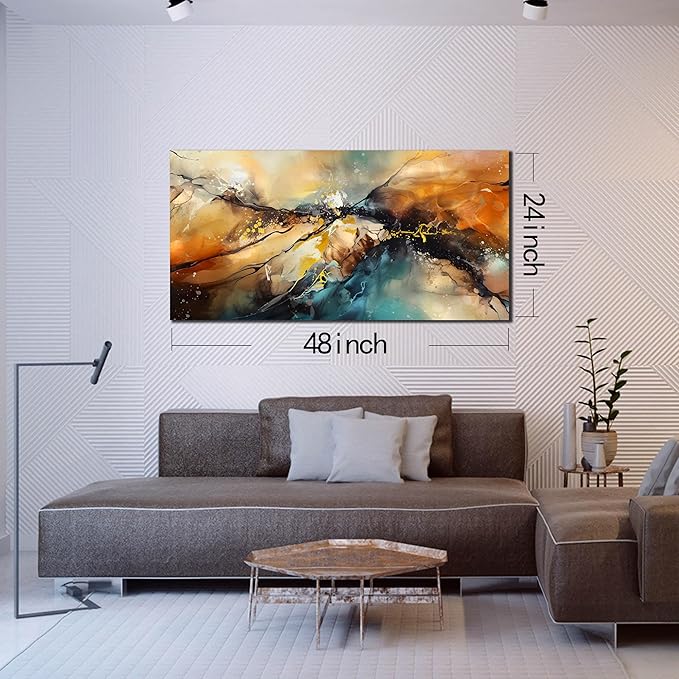 Abstract Paintings Canvas Wall Art for Bedroom - Modern Living Room Wall Decor Ready to Hang Size 24" x 48"