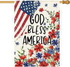 AVOIN colorlife 4th of July Patriotic Memorial Day House Flag 28x40 Inch Double Sided Outside, American Stars and Stripes God Bless America Floral Yard Outdoor Decoration