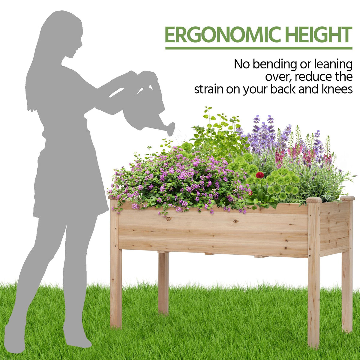 Yaheetech Raised Garden Bed 2Pcs Elevated Wood Planter Box Outdoor, Wood