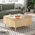 36.2" Lift Top Coffee Table with Storage, Large Square Coffee Tables with Hidden Compartment, Mid Century Modern Center Table for Home Office,Living Room,Oak