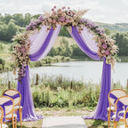 Wokceer Lavender Purple Wedding Arch Draping Fabric Backdrop 3 Panels 28.7" X 20FT Sheer Drapes Fabric for Wedding Arbor Ceremony Party