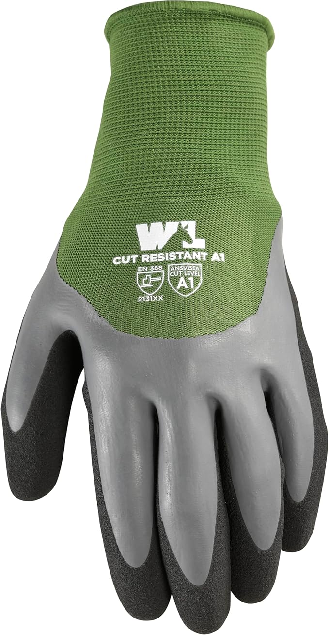 Wells Lamont Men's Waterproof Work Gloves with Latex Double Coating, Green/Black, Medium (609M-300)