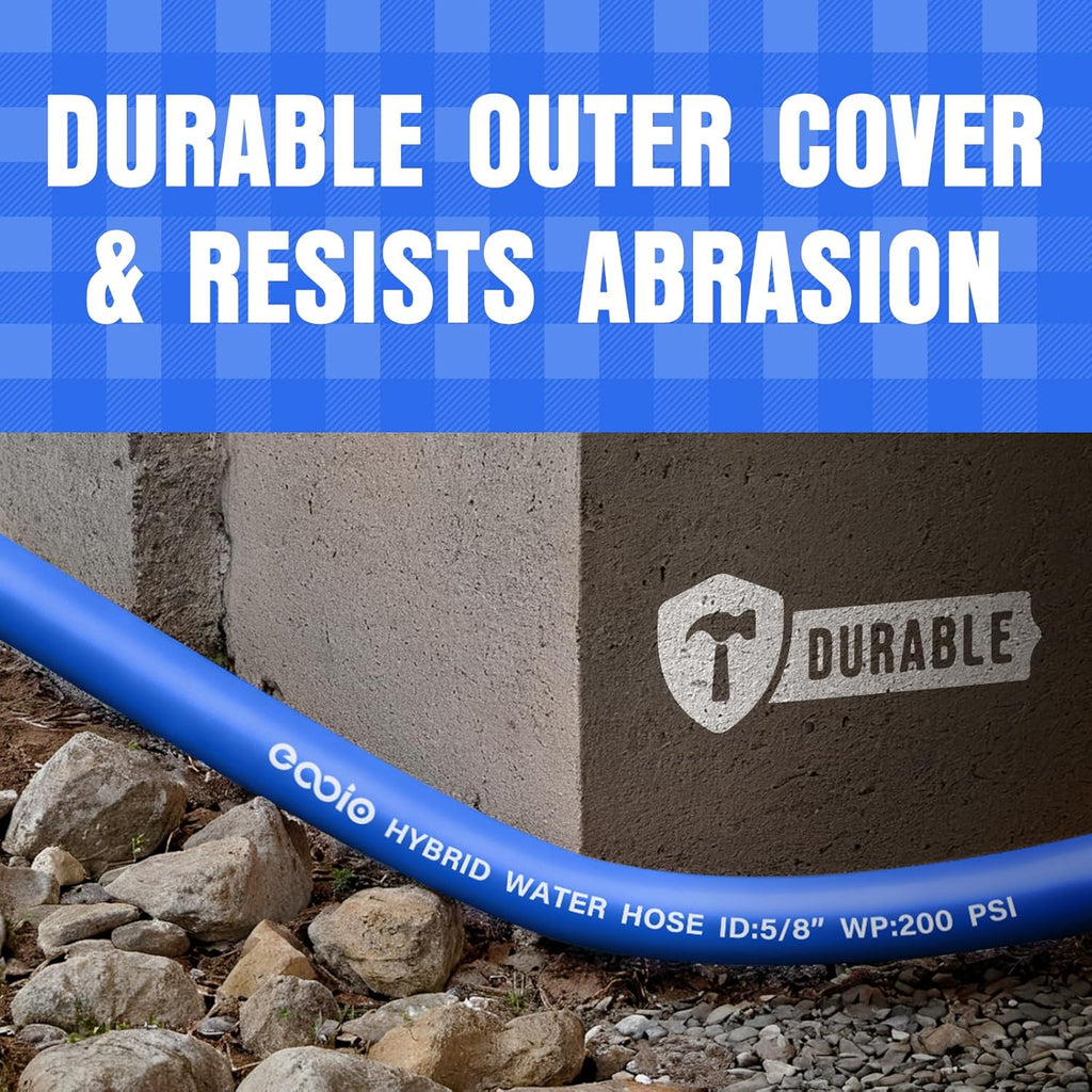 Heavy Duty Garden Hose 75 ft, Non-Expanding Flexible Water Hose, Kink Resistant Lightweight Hybrid Hose, Leakproof Hose Male to Female Fittings