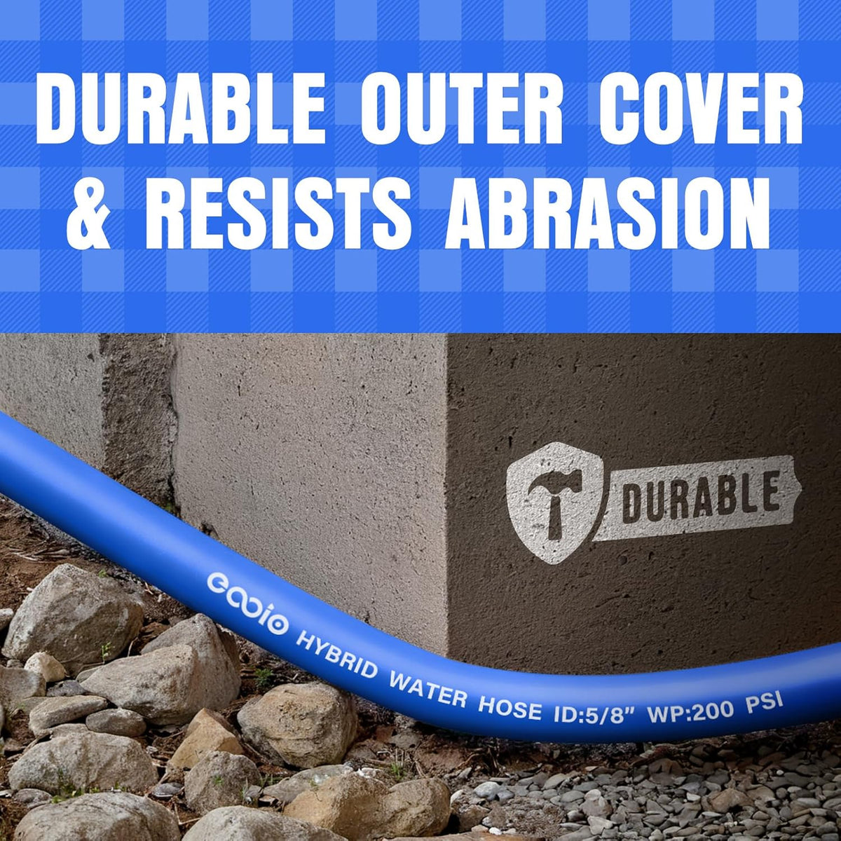 Heavy Duty Garden Hose 75 ft, Non-Expanding Flexible Water Hose, Kink Resistant Lightweight Hybrid Hose, Leakproof Hose Male to Female Fittings