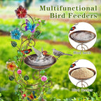 YADOOLIFE 57” Bird Bath with Garden Trellis for Climbing Plants Outdoor, Small Decorative Trellises Metal Birdbath Bird Baths, 1 Piece (Butterfly)