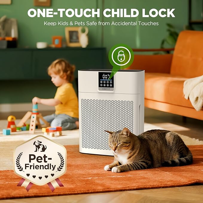 Air Purifiers for Home Large Room up to 2180 Sq Ft, DBFIT HEPA Air Purifier with Washable Nylon Pre-Filter, PM2.5 Air Quality Sensor, Air Cleaner for Pet Hair, Odor, Smoke, Dust, Pollen AP2410
