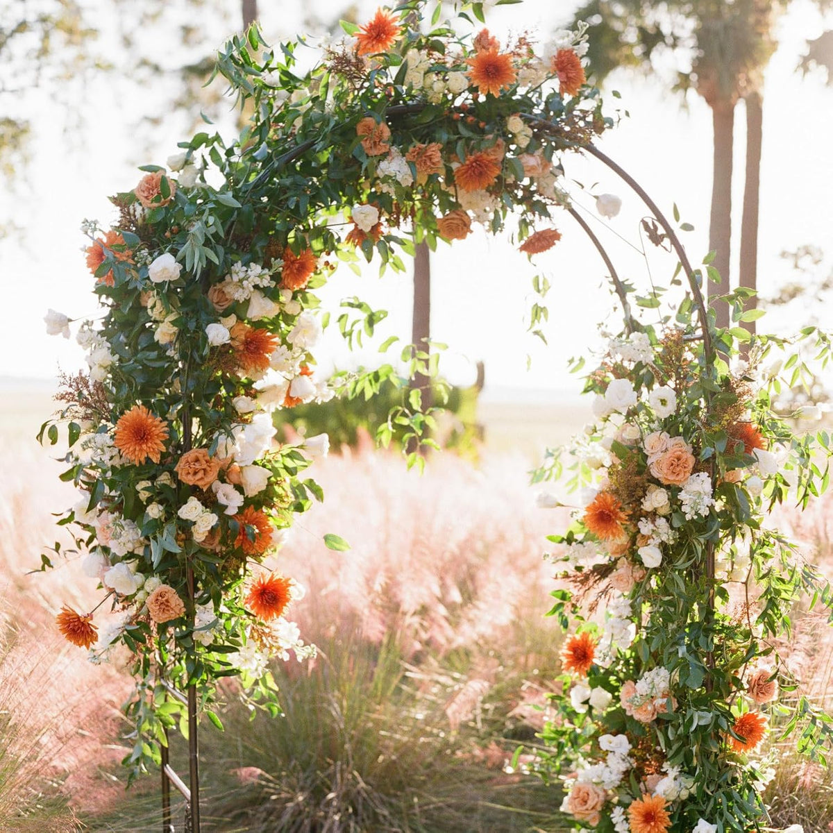 Metal Pergola Arbor, Outdoor Flower Garden Arch Trellis, Steel Garden Arbor for Climbing Plants, Wedding Decoration, 7'8" H x 4'5" W