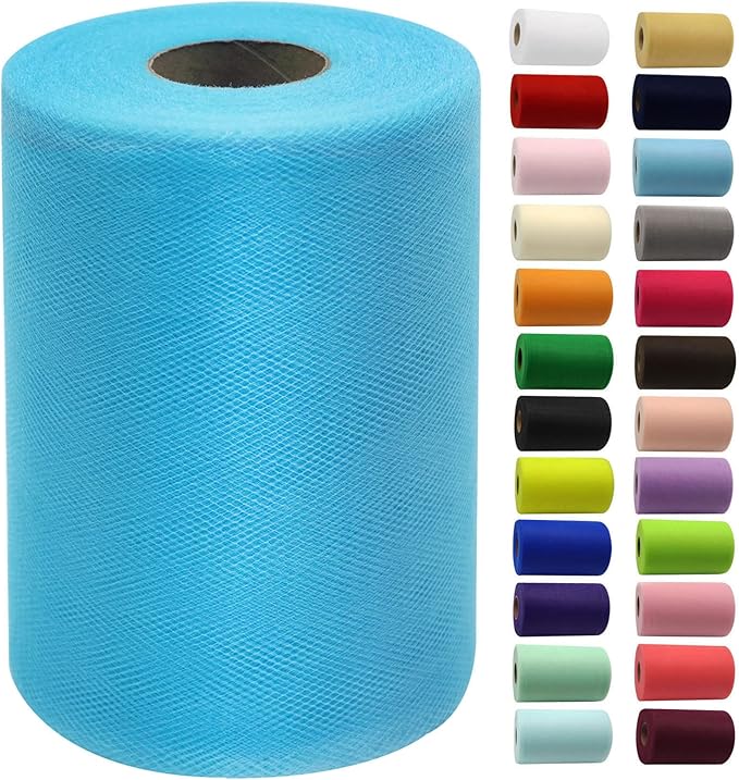 Turquoise Tulle Fabric Rolls 6 Inch by 100 Yards (300 feet) Fabric Spool Tulle Ribbon for DIY Tutu Bow Baby Shower Birthday Easter Party Wedding Decorations Christmas Craft Supplies