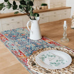 Snycler Table Runner Boho Table Runners Vintage Elegant Farmhouse Table Center Linen Decor for Home Dining Party Entrance (13x108 Inch) Boho-Blue&Red