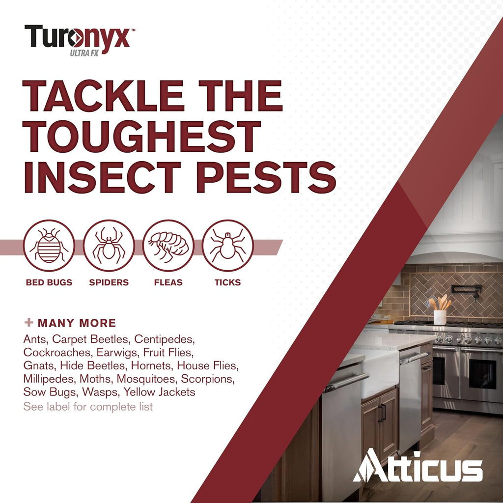 Atticus Turonyx Ultra FX Insecticide – Compare to Leading Brand – Pest Control for Indoor and Outdoor Use – Ants, Beetles, Roaches, Spiders, Fleas, Flies, Ticks (240 mL)