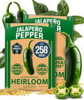HOME GROWN Jalapeno Pepper Seeds – 258 𝗡𝗢𝗡-𝗚𝗠𝗢 𝗨𝗦𝗔 Heirloom Seeds (Capsicum annuum) – High Germination, Easy to Grow, Early Harvest Hot Peppers
