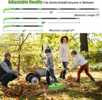Plastic Rake for Leaves - Upgraded Anti-Break Nylon Head,75" Adjustable Leaf Rake,Gentle on Lawn,Garden,Yard,Grass,Pine Needle,Shrub,Lightweight for Women,Seniors,Kid,Gardening Camping Use