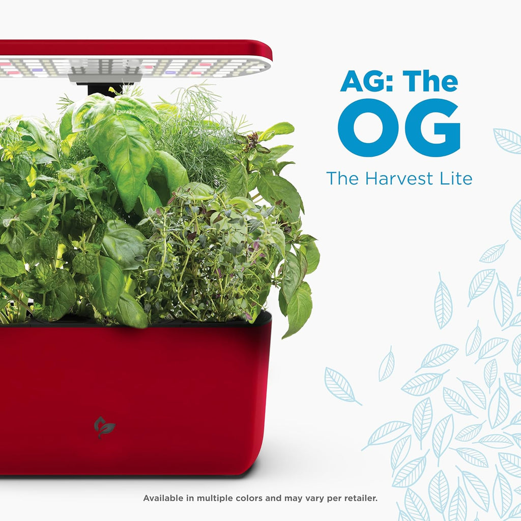 AeroGarden Harvest Lite, Indoor Garden Hydroponic System with LED Grow Light, Holds up to 6 AeroGarden Pods, Cherry Red