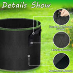 Grow Bags of 6-Pack 5Gallon, Garden Planter Bags with Handles, Thickened Nonwoven Fabric Aeration Planting Pots, Vegetable Gardening Fabric pots with Plant Tags and Seedling Bags, Black