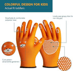 COOLJOB Medium Toddler Gardening Gloves for Little Boys Girls Ages 4-6, Breathable Kids Work Gloves with Grippy Animal Paw Dots for Children Yard Landscape, Orange Dog, 1 Pair