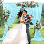 10 x 7 Feet Light Blue Backdrop Curtain for Partie, Background Curtains for Photoshoot, Birthday, Wedding, Halloween, Thanksgiving, Christmas, New Year Party Decorations 5Ft x 7Ft, 2 Panels