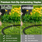 MySit 12" Garden Stakes Pins Landscape Staples 11Ga Tent Stakes 100 Pack, Heavy Duty Galvanized Steel Metal Yard Stakes Ground Lawn Staples Fence Anchors for Weed Barrier Fabric