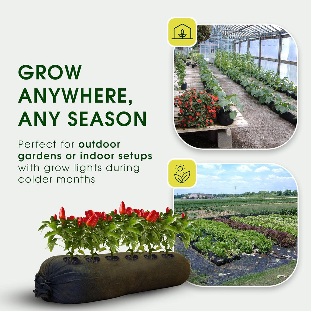 4x8 50ft Tubular Fabric Plant Pots with Full Drip Irrigation System - Heavy Duty Mesh for Optimal Airflow, Customizable up to 32 sqft Garden for Fruit, Vegetables and Flowers
