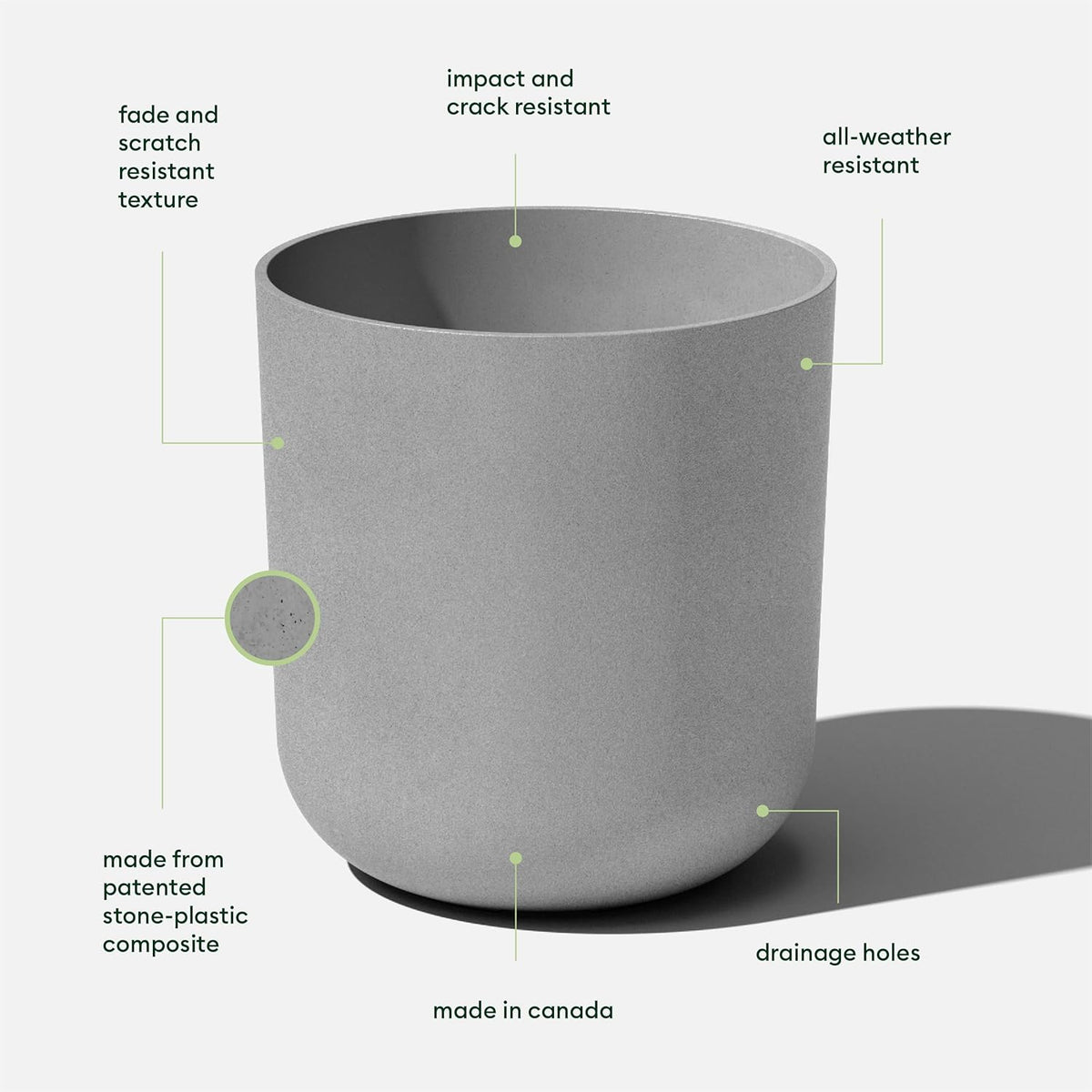 Veradek Mason Series Lima Planter - Round Planter for Indoor or Outdoor Porch/Garden | Made from Plastic-Stone Composite with Drainage Holes | Modern Décor for Succulents, Flowers, Small Plants