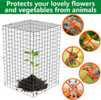 Adnee 7 Pack Wire Plant Protector with Cover-20x12x12 Inch Detachable Square Wire Cages to Prevent Animals-Metal Garden Plant Protector Cages for Protecting Plants Vegetables Flowers
