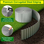 MIXC Corrugated Metal Garden Edging, Landscape Border for Lawn, Flower Bed & Paver (Silver, 8 Inch × 25FT)