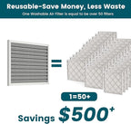 16x20x1 Air Filter-MERV 8, Washable & Reusable Electrostatic Air Filter, AC/HVAC Furnace Filter, Lasts a Lifetime, Permanent Filter, Breathe FresherHome And Office Actual Size:15.5x19.75x0.1 Inch