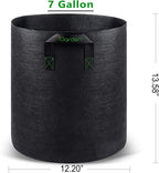 Grow Bags Tall, 7 Gallon Grow Pots 6 Pack with Handles, Heavy Duty 280G Thickened Nonwoven Fabric Plant Bag for Vegetables, Black
