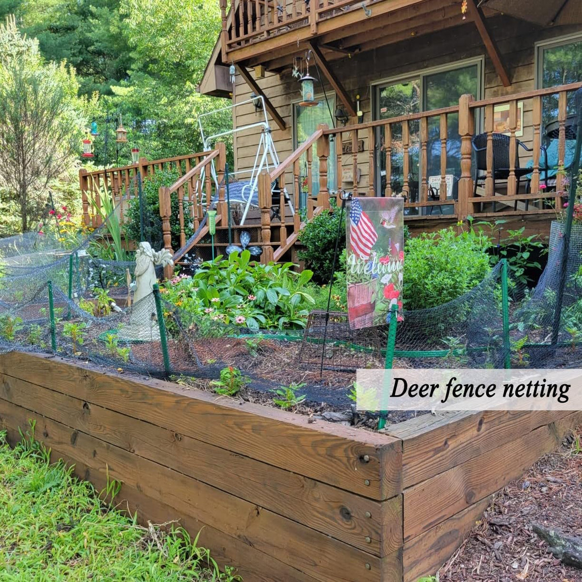 Junflying Bird Netting for Garden, 7.5X100 FT, 1/2“ Mesh, Strong Woven Deer Fence Netting for Garden Protection with Ties, Protect Vegetables, Fruit Trees, Blueberry Bushes, Strawberry Plants