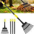 Garden Rake for Leaves, 65 inch Long Rake, 11 Tines Small Narrow Rake, Heavy Duty Metal Leaf Rakes with Adjustable Steel Handle for Lawns Yard Flower Bed Grass Mulch Shrub Camping Gardening