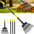 Garden Rake for Leaves, 65 inch Long Rake, 11 Tines Small Narrow Rake, Heavy Duty Metal Leaf Rakes with Adjustable Steel Handle for Lawns Yard Flower Bed Grass Mulch Shrub Camping Gardening