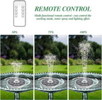 AISITIN 6.5W Solar Fountain Pump with Colorful LED Lights, 3000mAh Battery, Anti-Drift Brackets, 10 Nozzles, Remote Control, Solar Powered Bird Bath Fountain for Outdoor Garden Pond Fish Pond Backyard