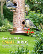 Bird Feeders for Outdoors 15" 6 Ports Chew-Resistant, Copper-Plating, 1PK