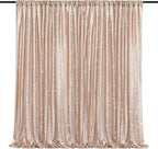 7ft x 7ft Champagne Sequin Backdrop Curtain Glitter Photo Booth Backdrop for Wedding Birthday Baby Shower Event Decorations